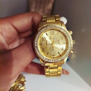 Gold bling watch